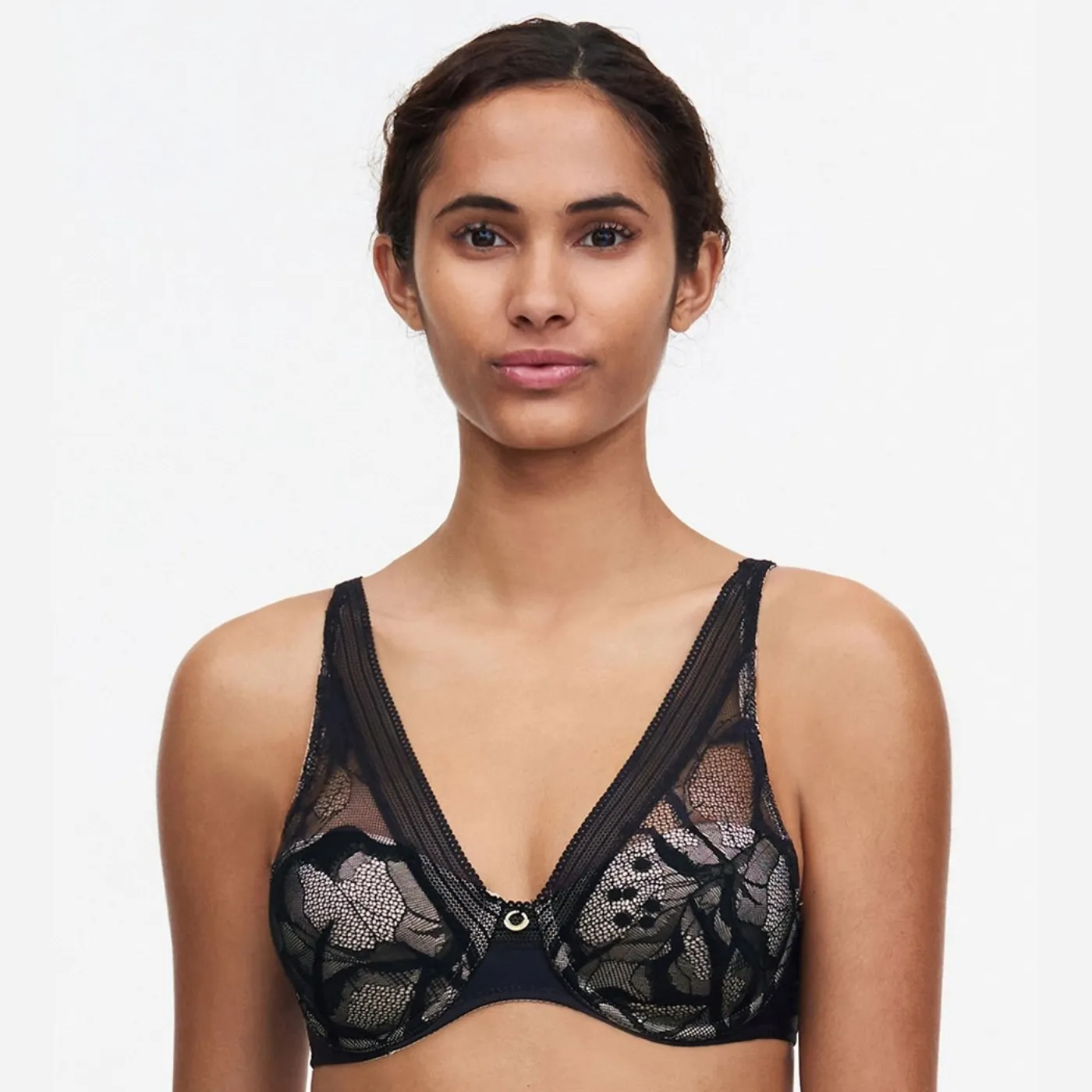 Chantelle True Lace Plunge Spacer Bra | Black