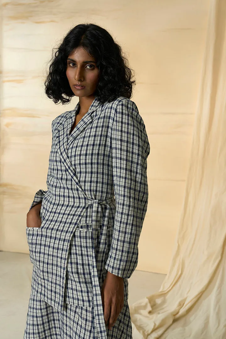 Checkmate Kala Cotton Tie Up Blazer & Skirt Set