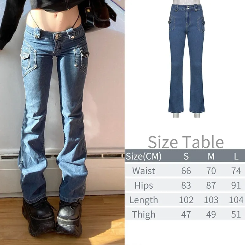 CityHottie - New Printed Baggy Y2K Jeans Women's Low Waist jeans Autumn Winter Oversize Wide Leg Baggy Pants Casual Cargo Trousers