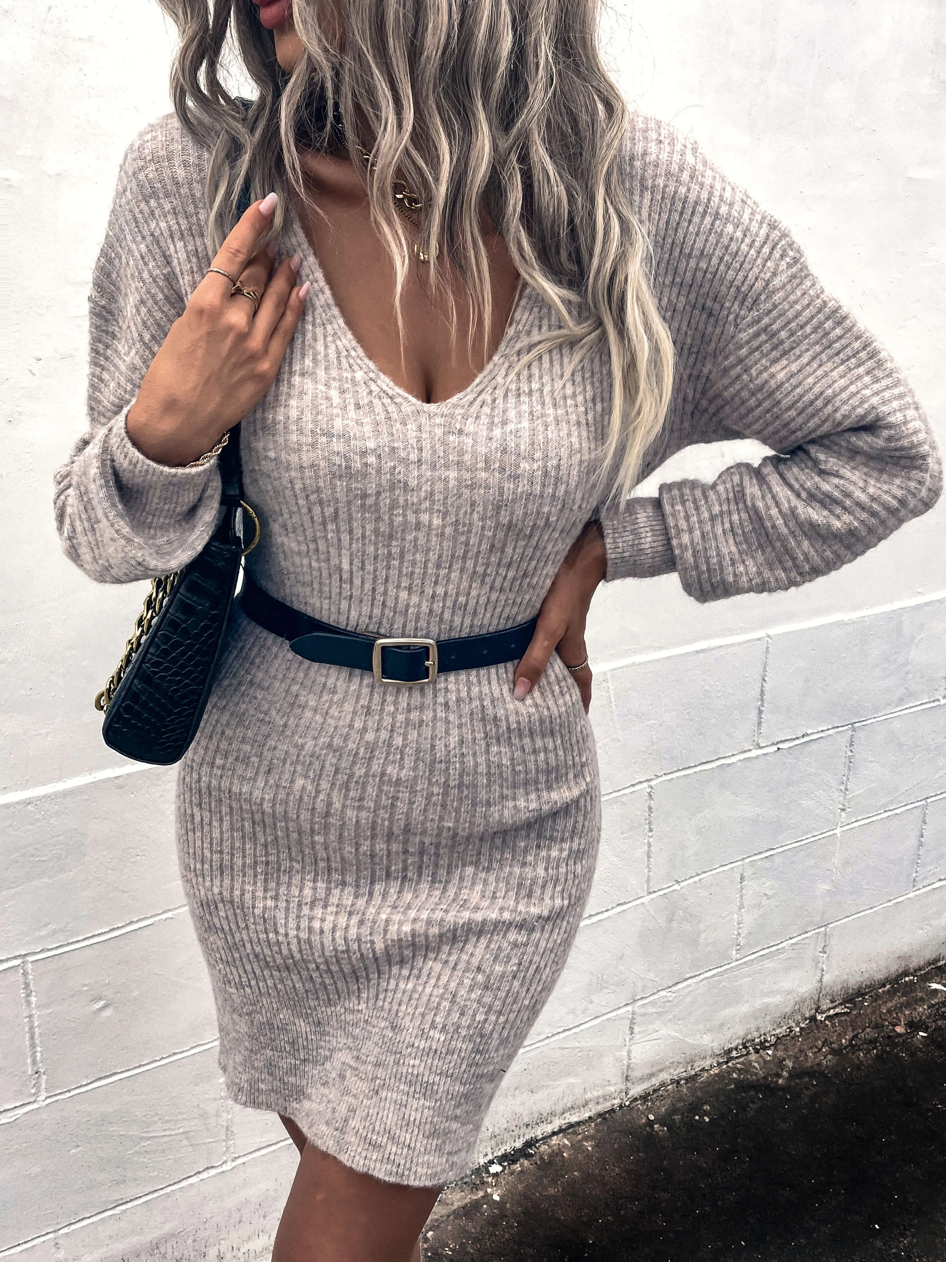 Claudias Knit Dress - Light Grey