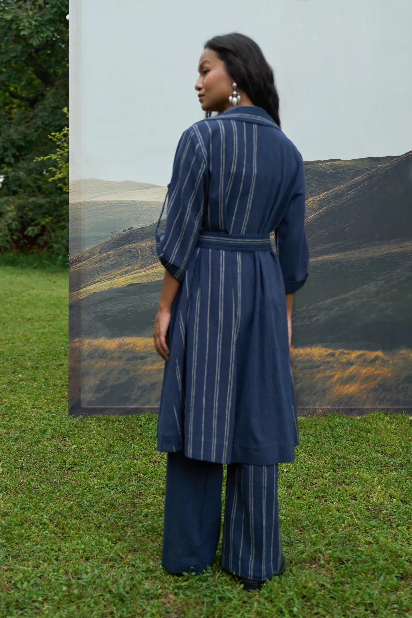 Cobalt Trench Overlay & Pants Set