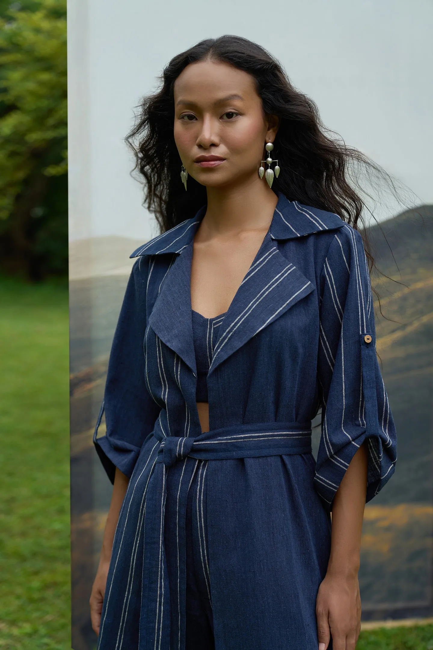 Cobalt Trench Overlay & Pants Set