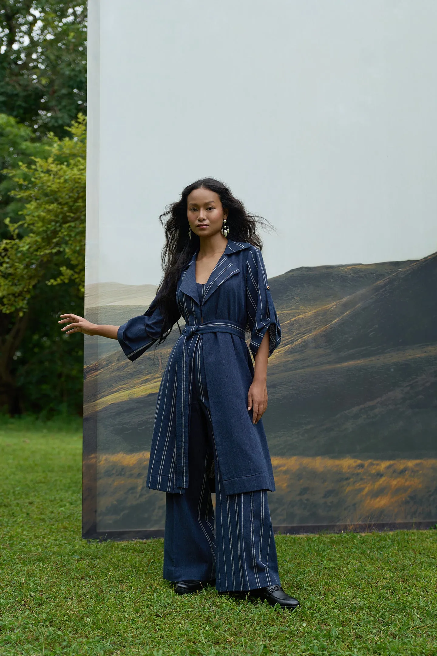 Cobalt Trench Overlay & Pants Set