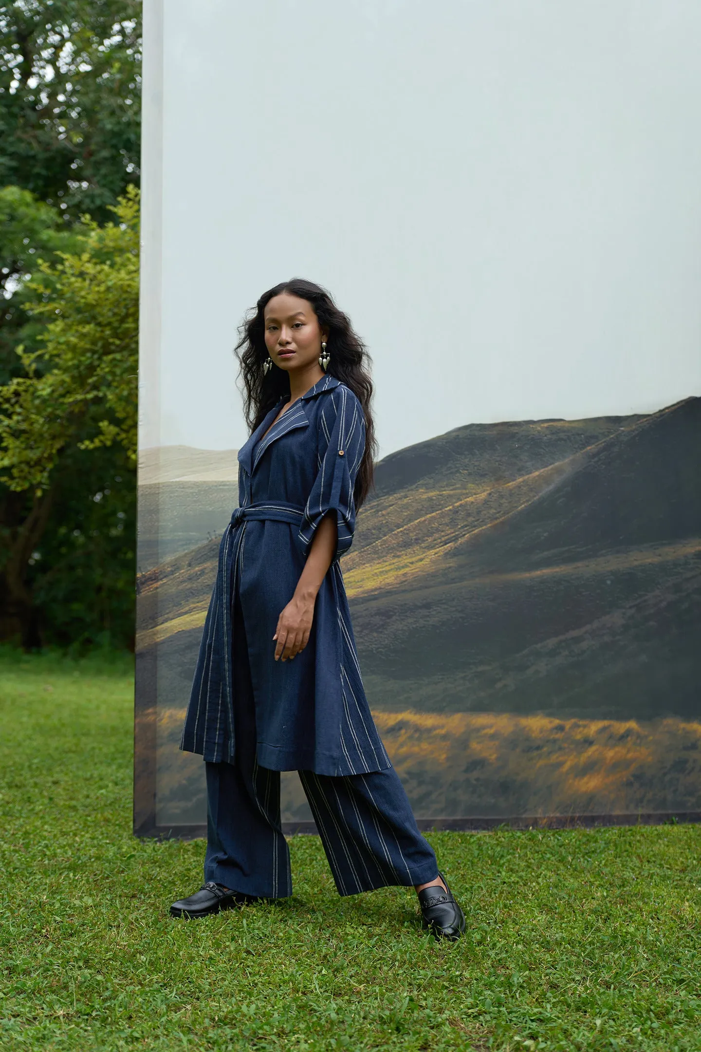 Cobalt Trench Overlay & Pants Set