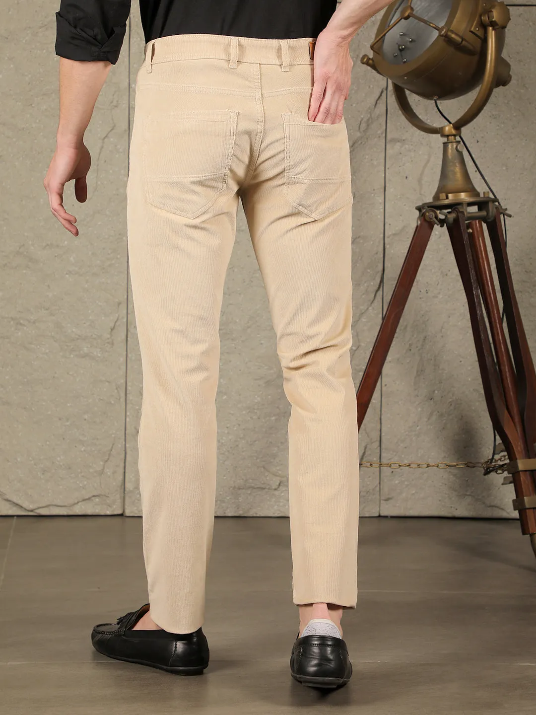 COBB BEIGE ULTRA FIT CASUAL CORDUROY TROUSER