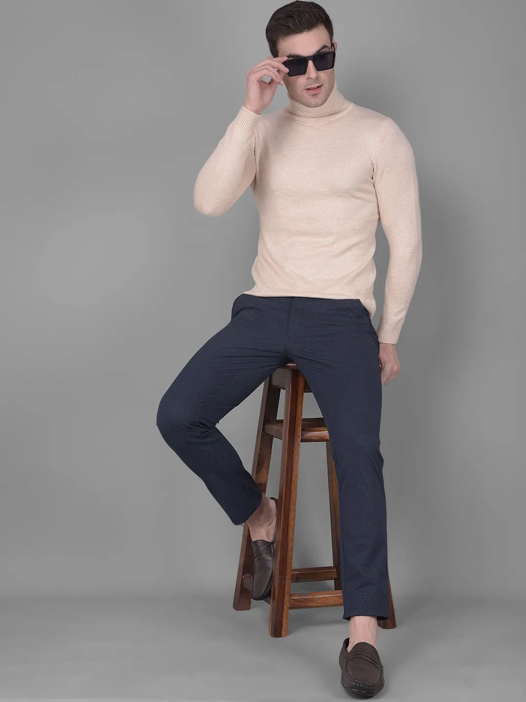 COBB NAVY BLUE SLIM FIT CHINOS