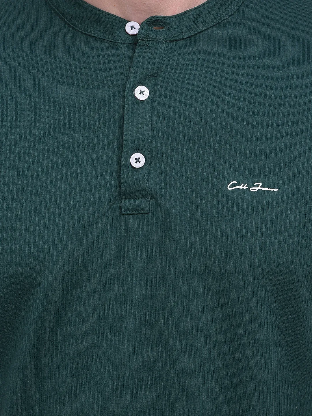 COBB SOLID BOTTLE GREEN ROUND NECK T-SHIRT