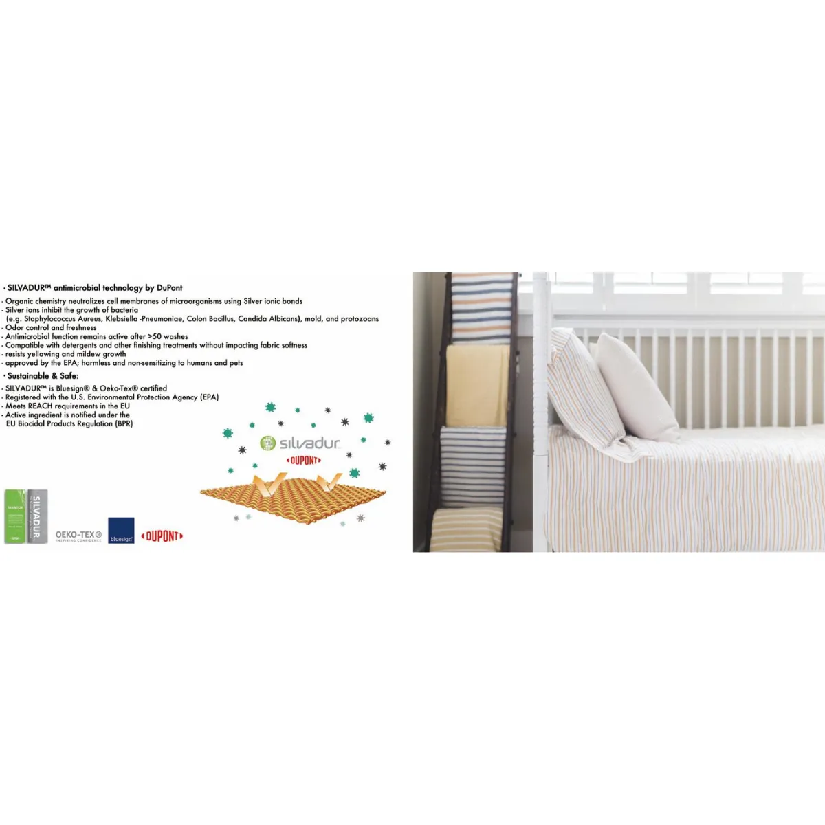 Cotton Comforter Quilt and Shams - Golden Child Pinstripe