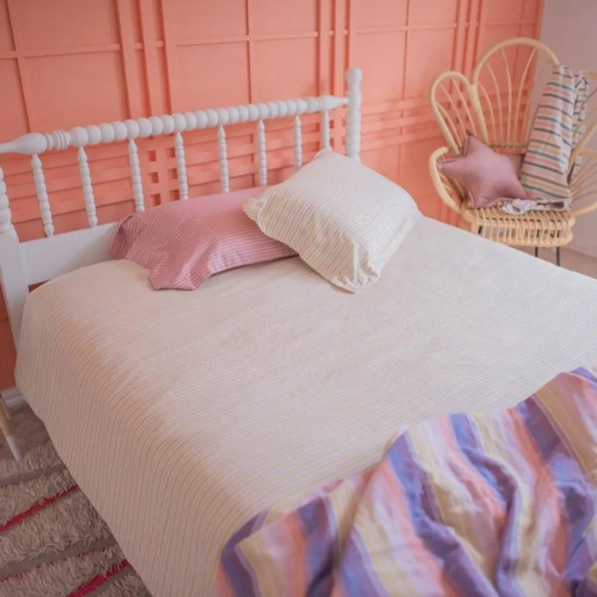 Cotton Comforter Quilt and Shams - Golden Child Pinstripe