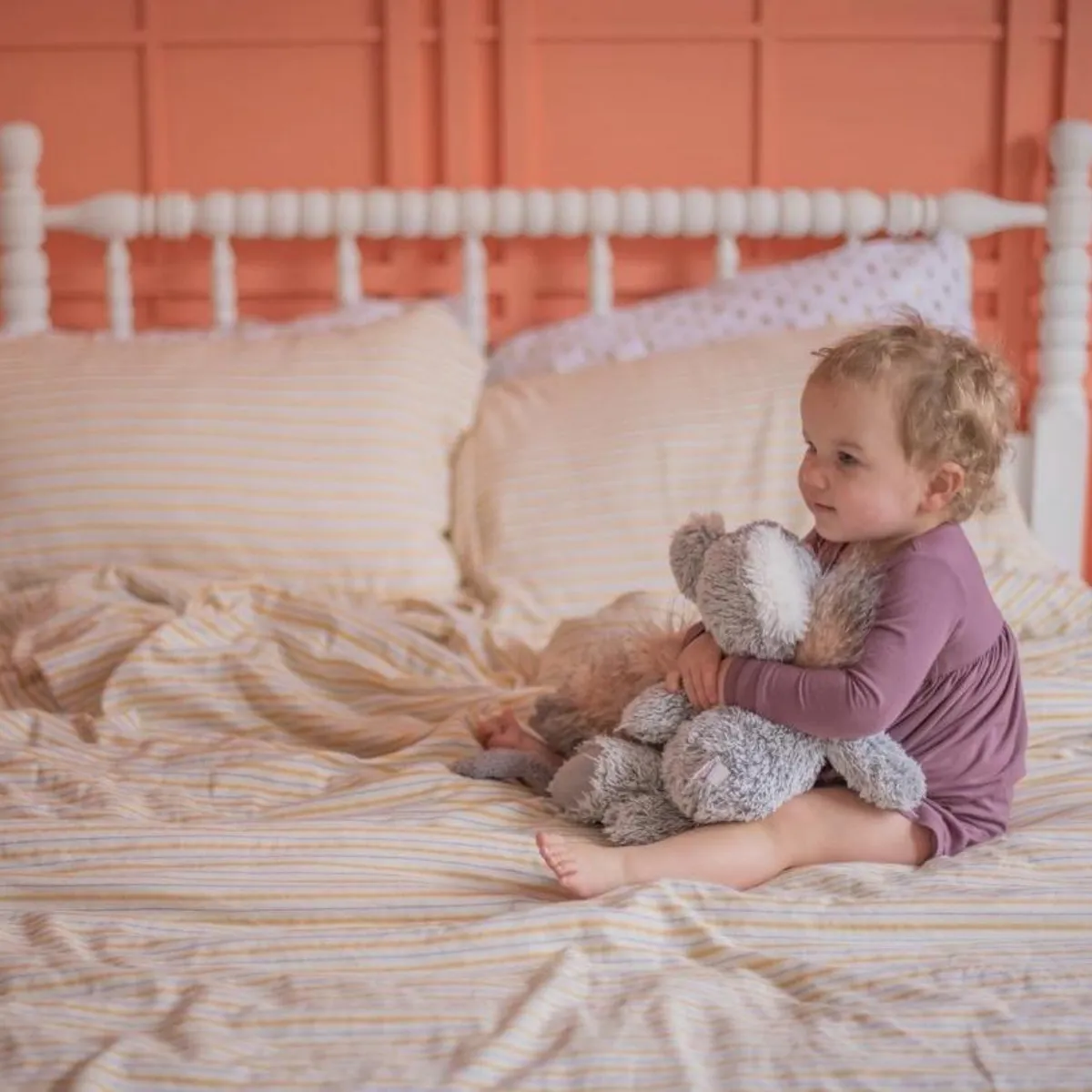 Cotton Comforter Quilt and Shams - Golden Child Pinstripe