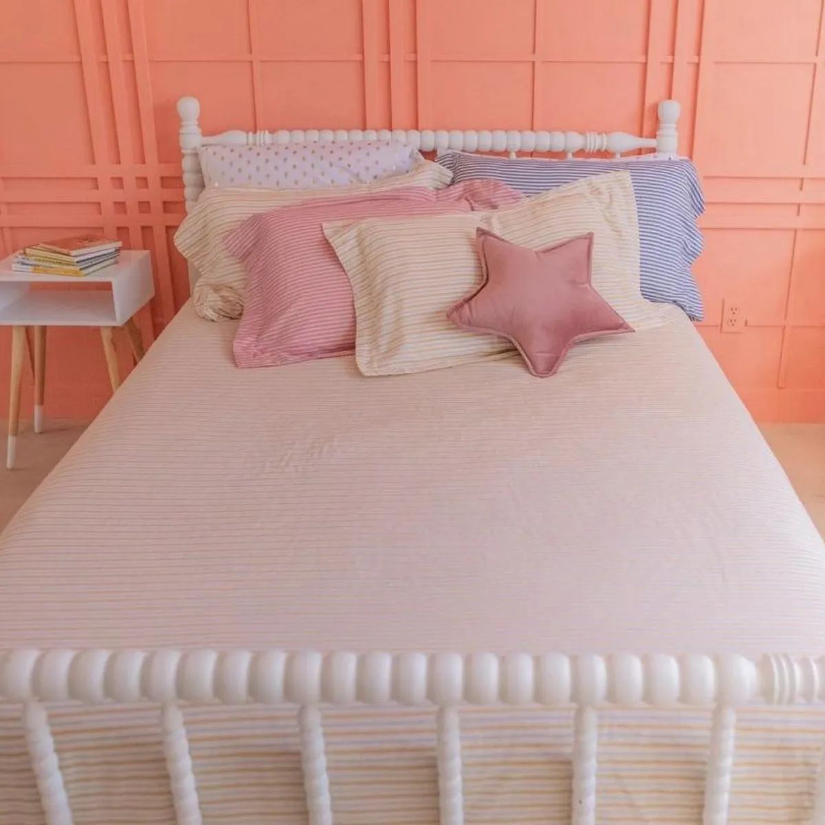 Cotton Comforter Quilt and Shams - Golden Child Pinstripe