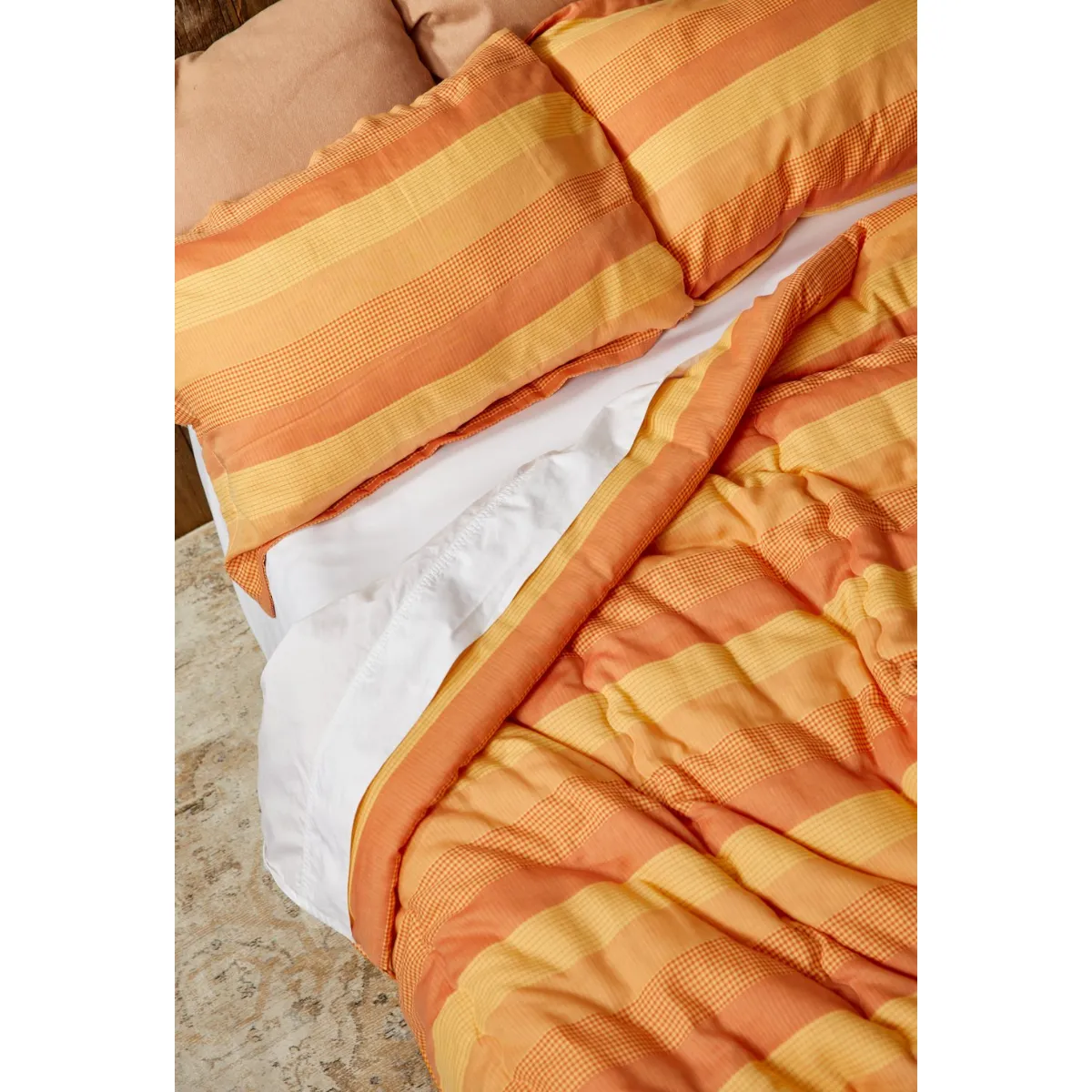 Cotton Comforter Quilt and Shams - Marigold Mixed Gingham