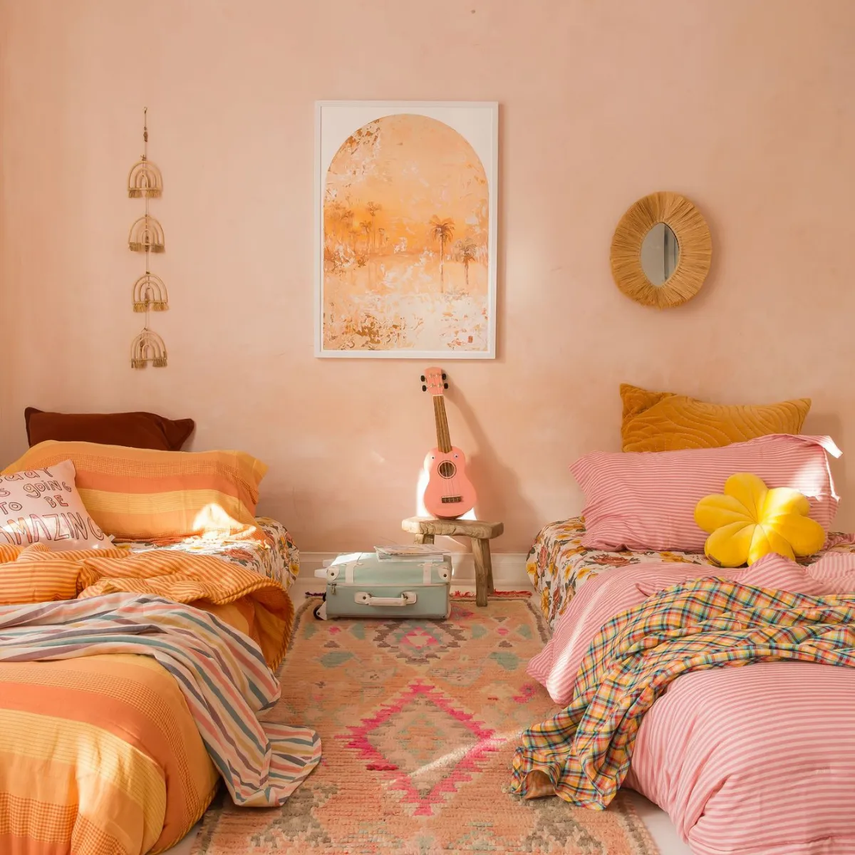 Cotton Comforter Quilt and Shams - Marigold Mixed Gingham