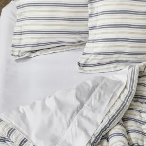 Cotton Comforter Quilt and Shams - Navy and Cream Bay Stripe