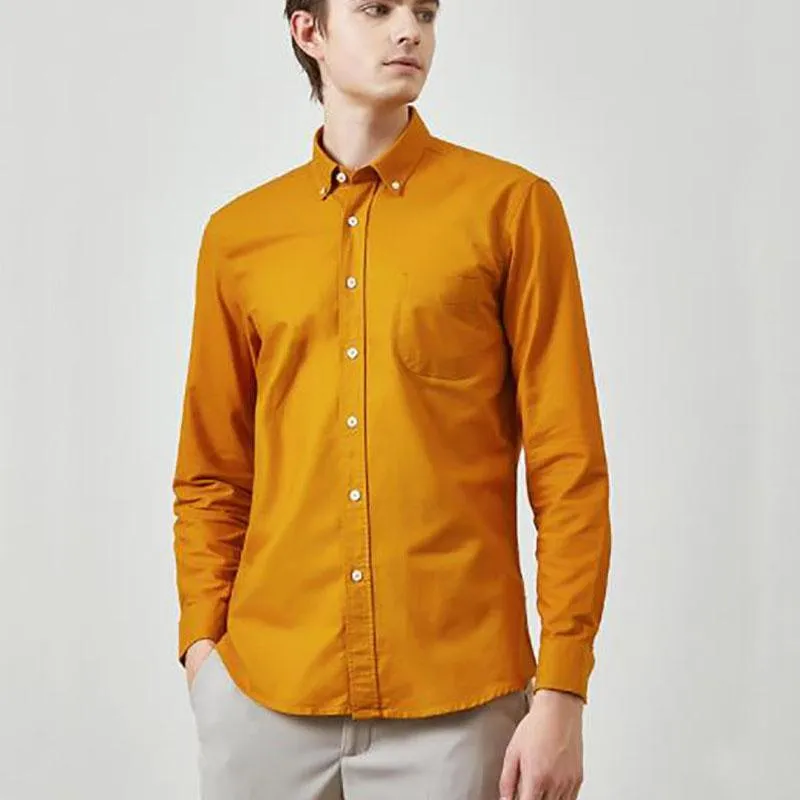 Cotton T-shirts Solid Male Shirt Stretch Cardigan Long Sleeve Top Button Down Shirts Casual Men Clothing