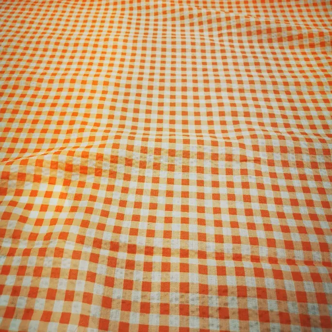 Cotton Voile, Gingham Seersucker, Orange - 2.8m piece