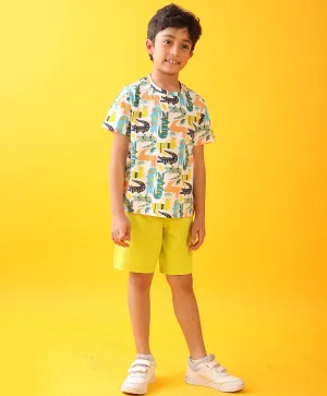 CROCODILE LIME BOYS SHORTS SET - WHITE/LIME