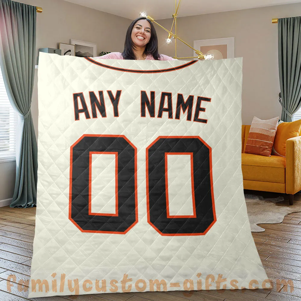 Custom Premium Quilt Blanket San Francisco Jersey Baseball Personalized Quilt Gifts for Her & Him