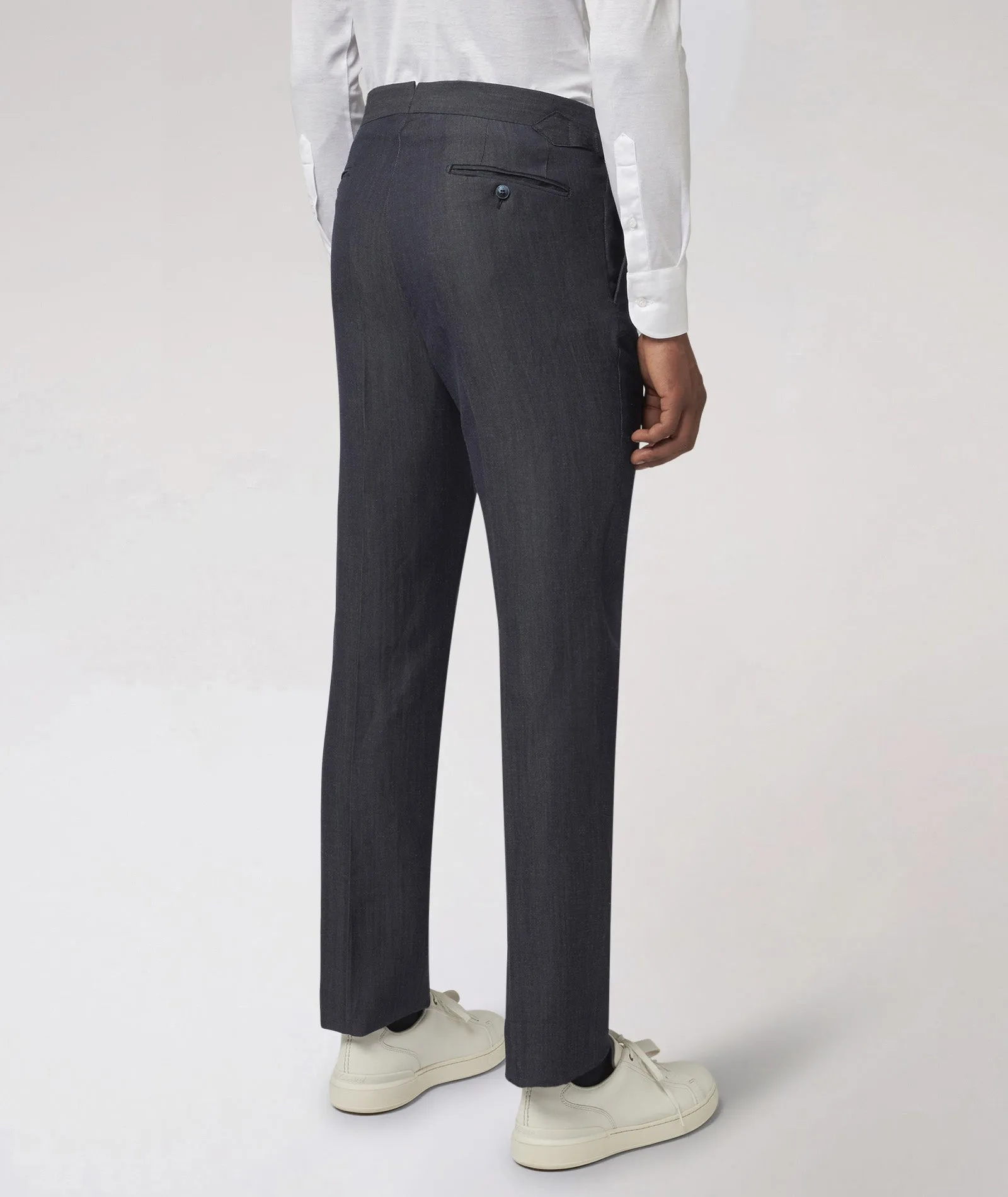 Dark Blue Denim Effect Chinos