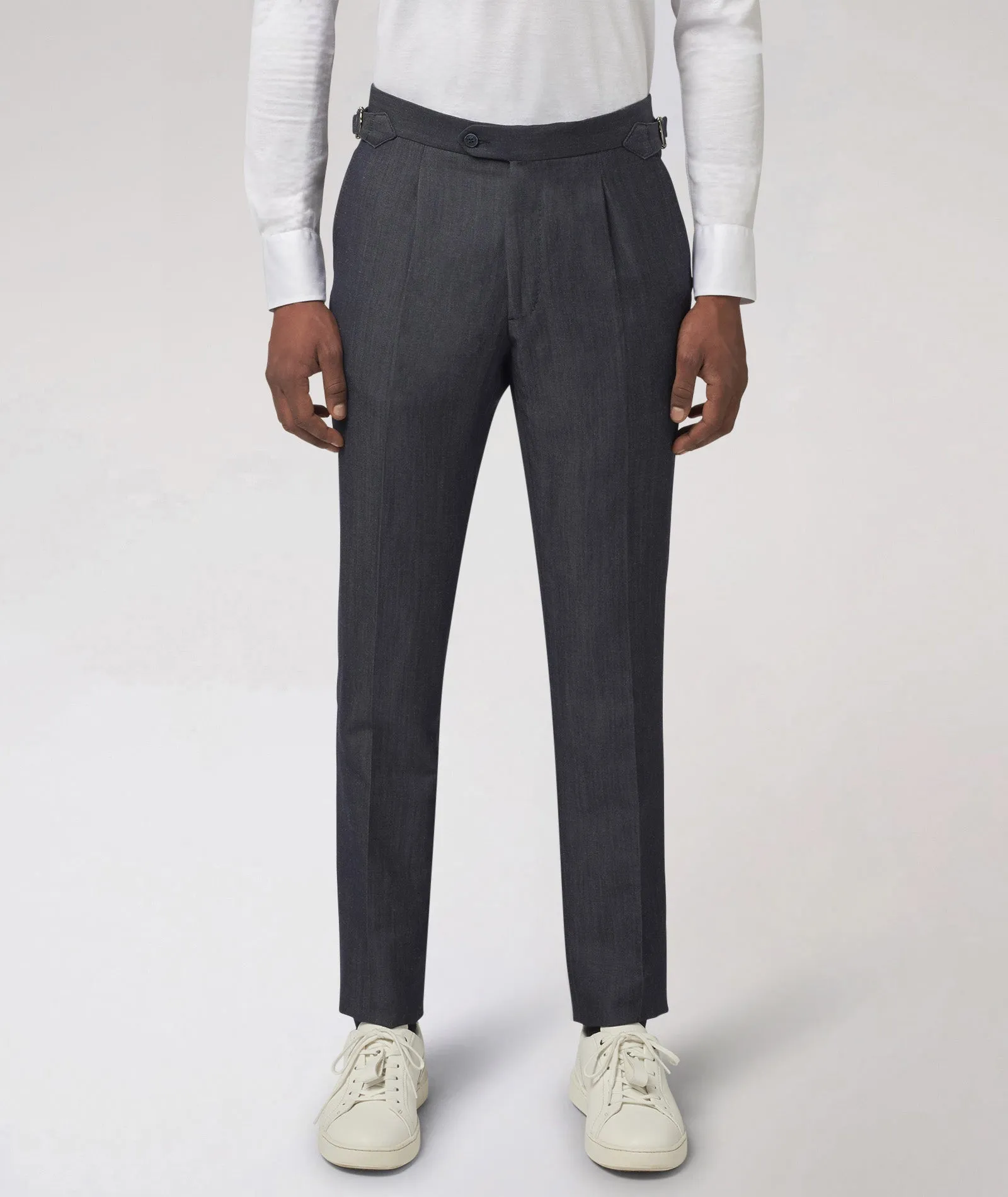 Dark Blue Denim Effect Chinos