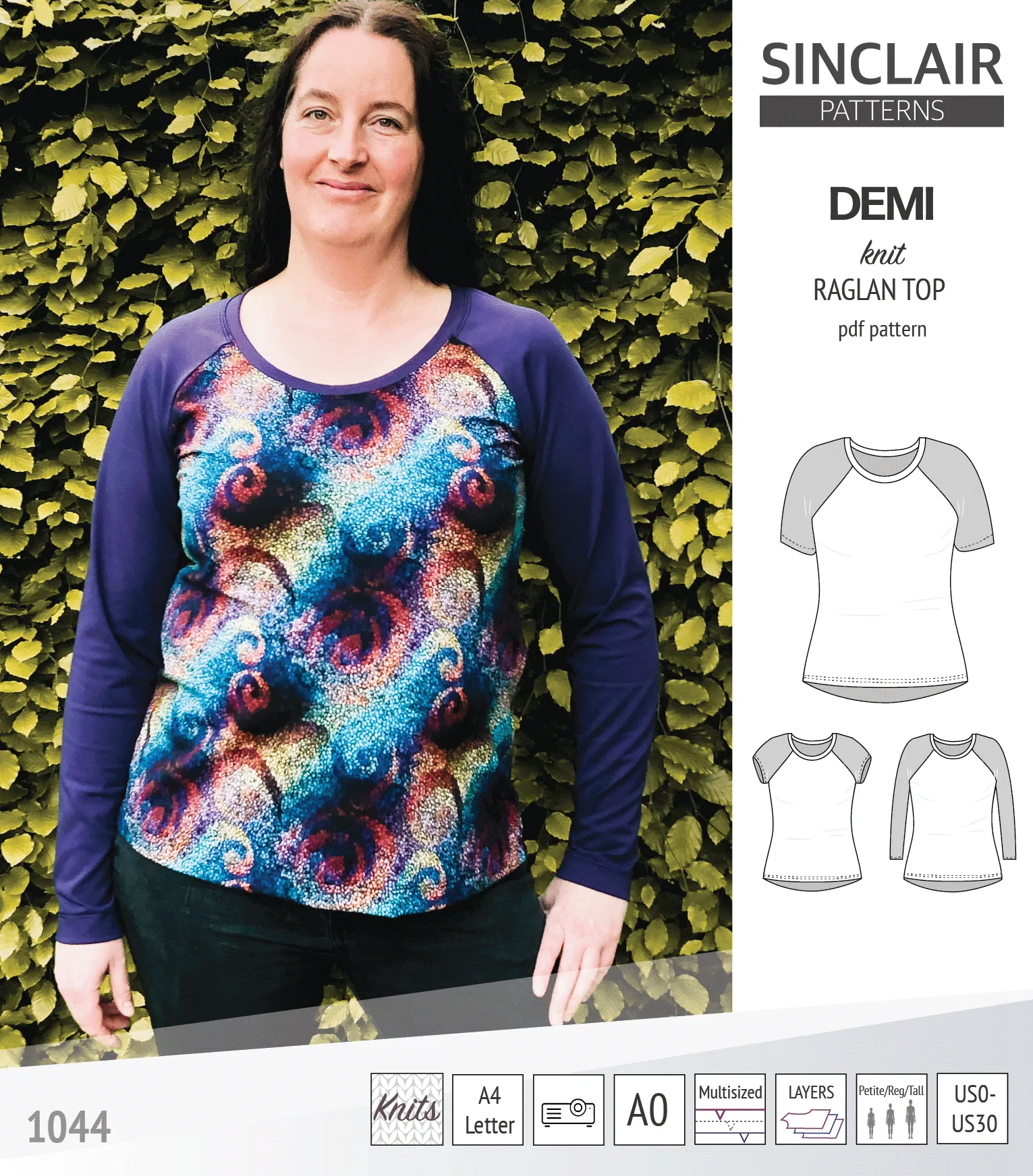 Demi classic raglan knit top (PDF)
