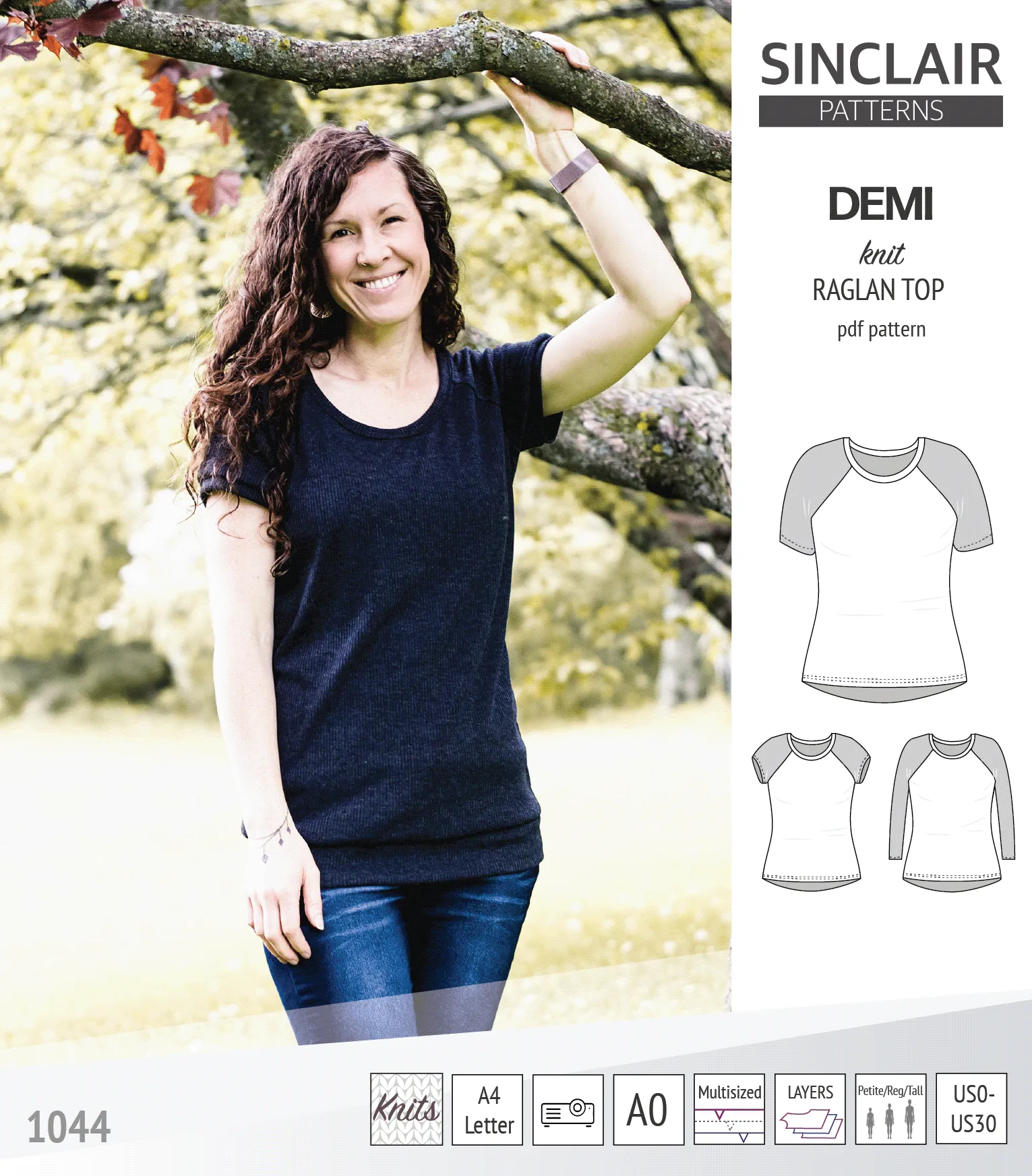 Demi classic raglan knit top (PDF)