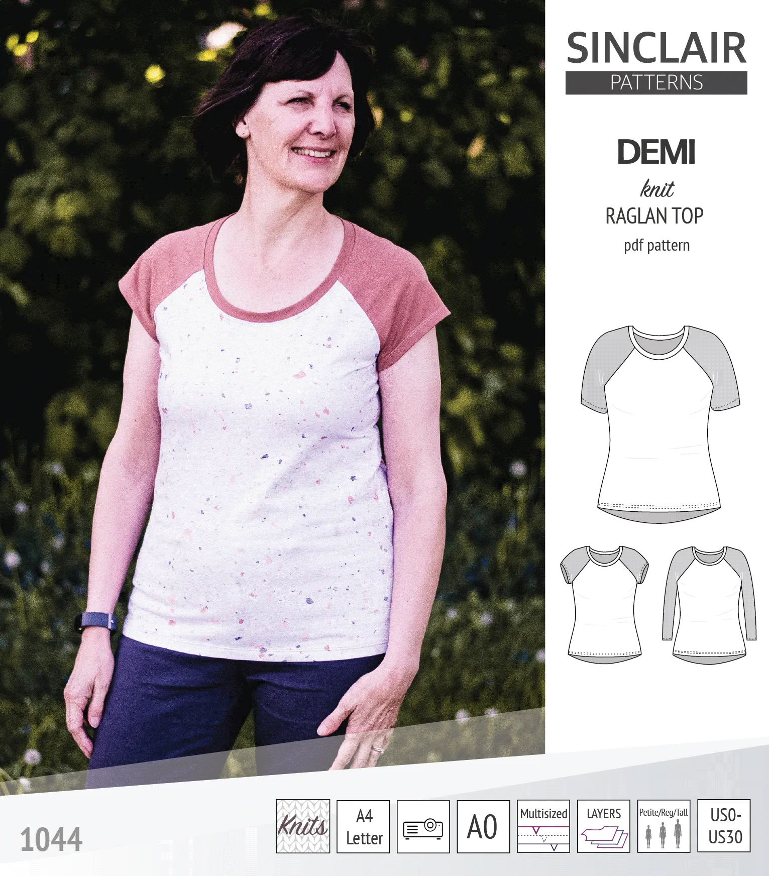 Demi classic raglan knit top (PDF)