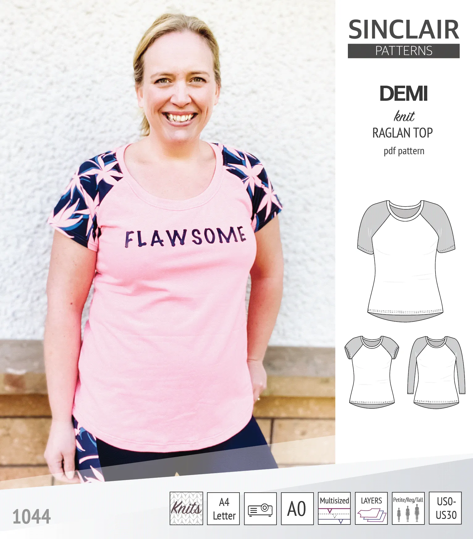 Demi classic raglan knit top (PDF)