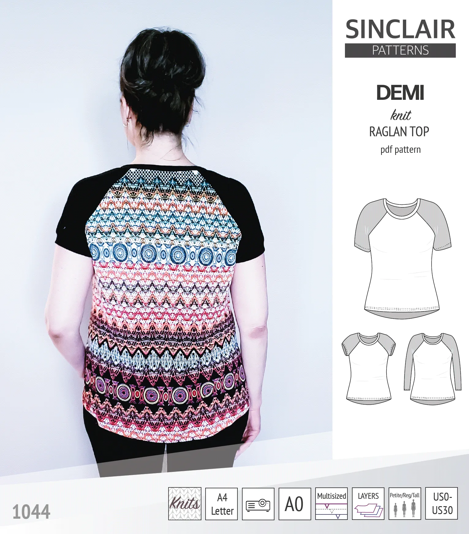 Demi classic raglan knit top (PDF)