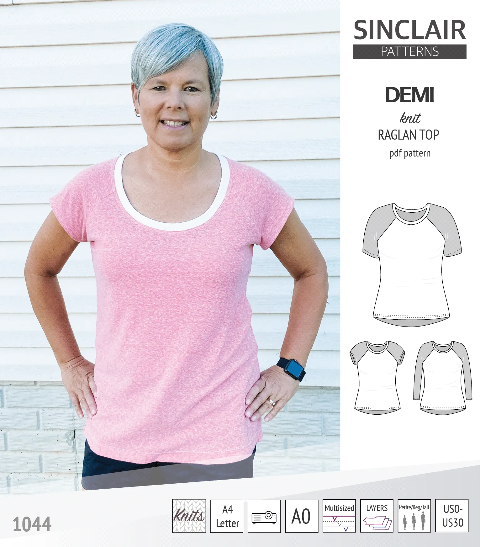 Demi classic raglan knit top (PDF)