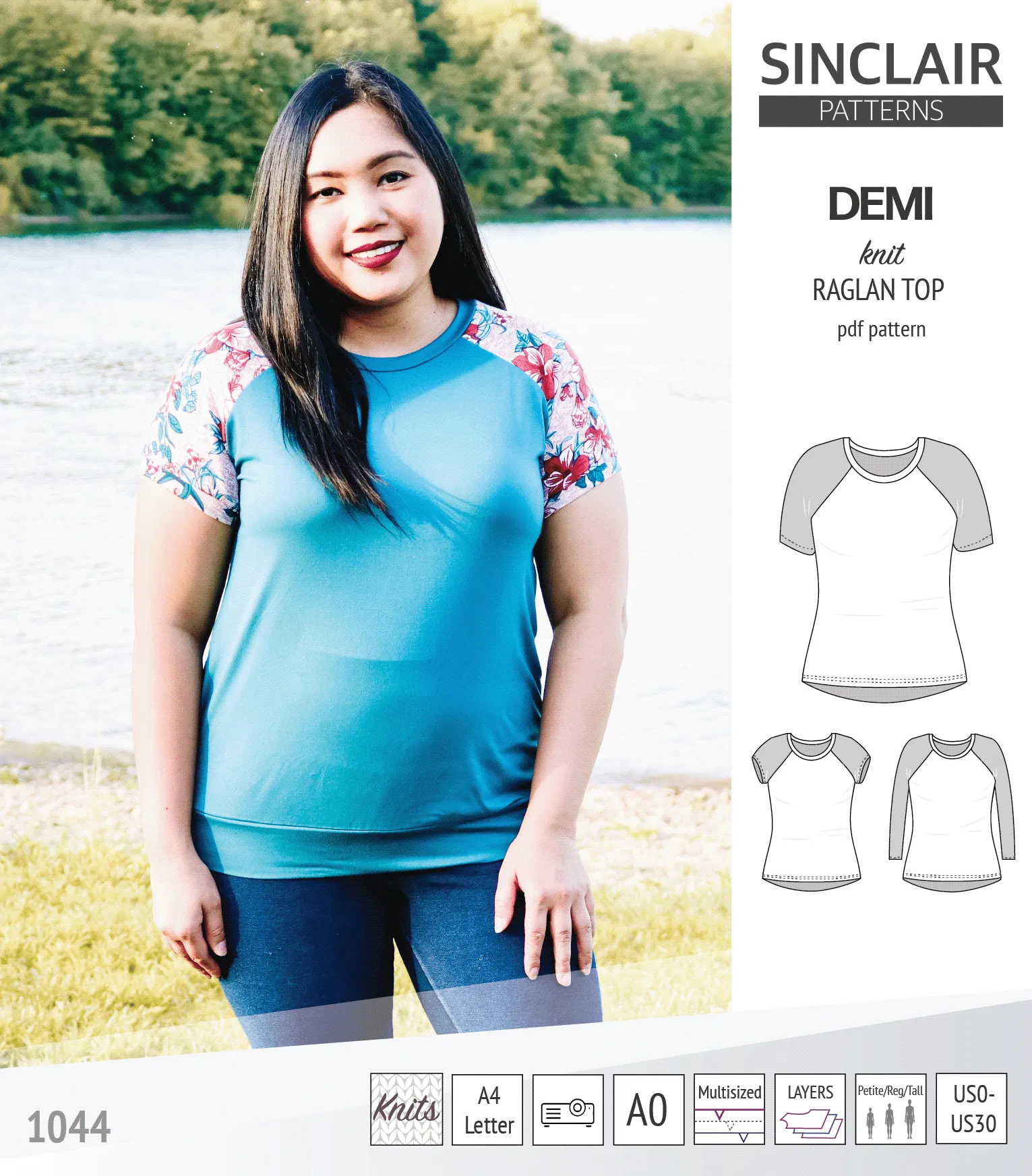 Demi classic raglan knit top (PDF)