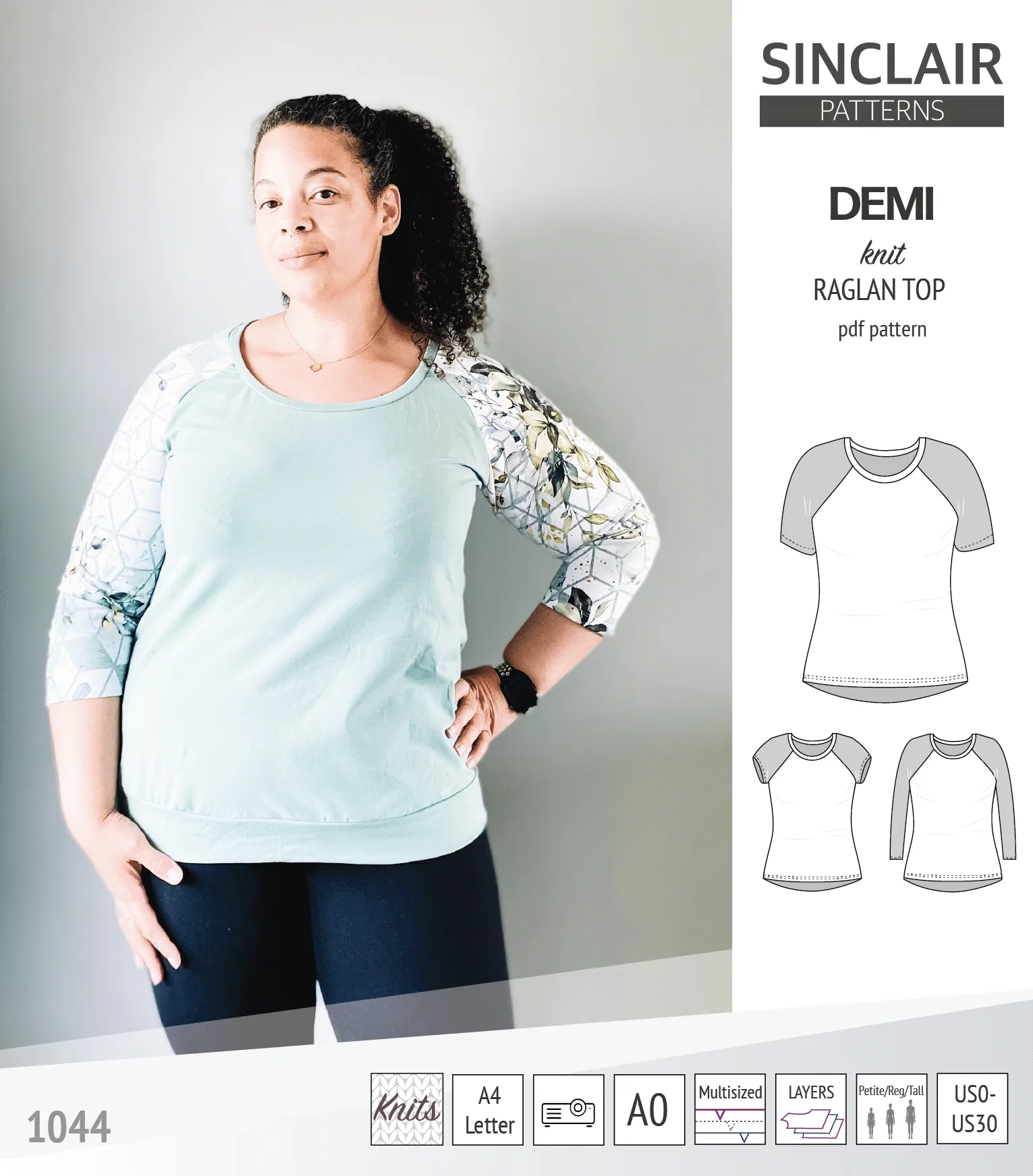 Demi classic raglan knit top (PDF)