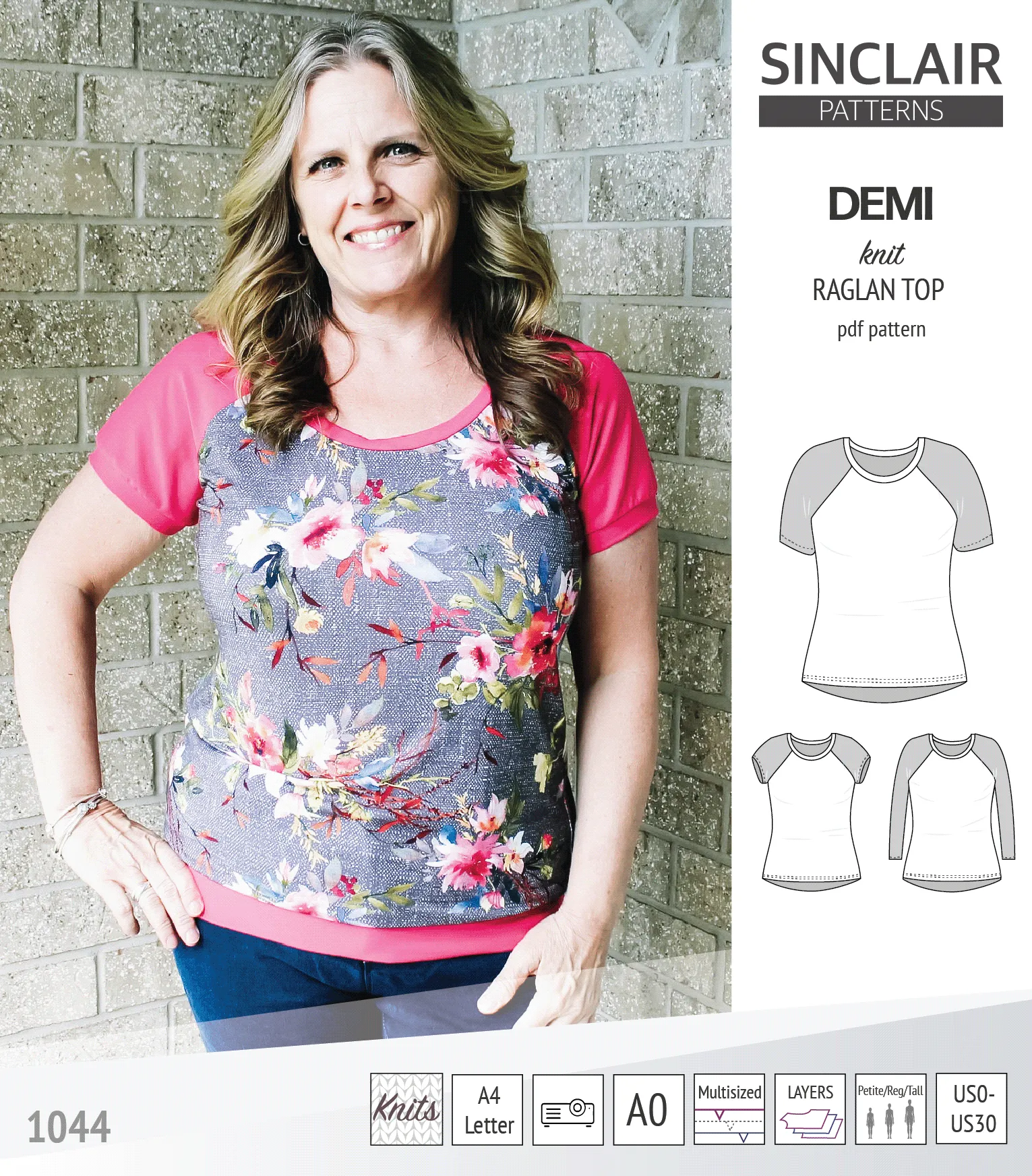 Demi classic raglan knit top (PDF)