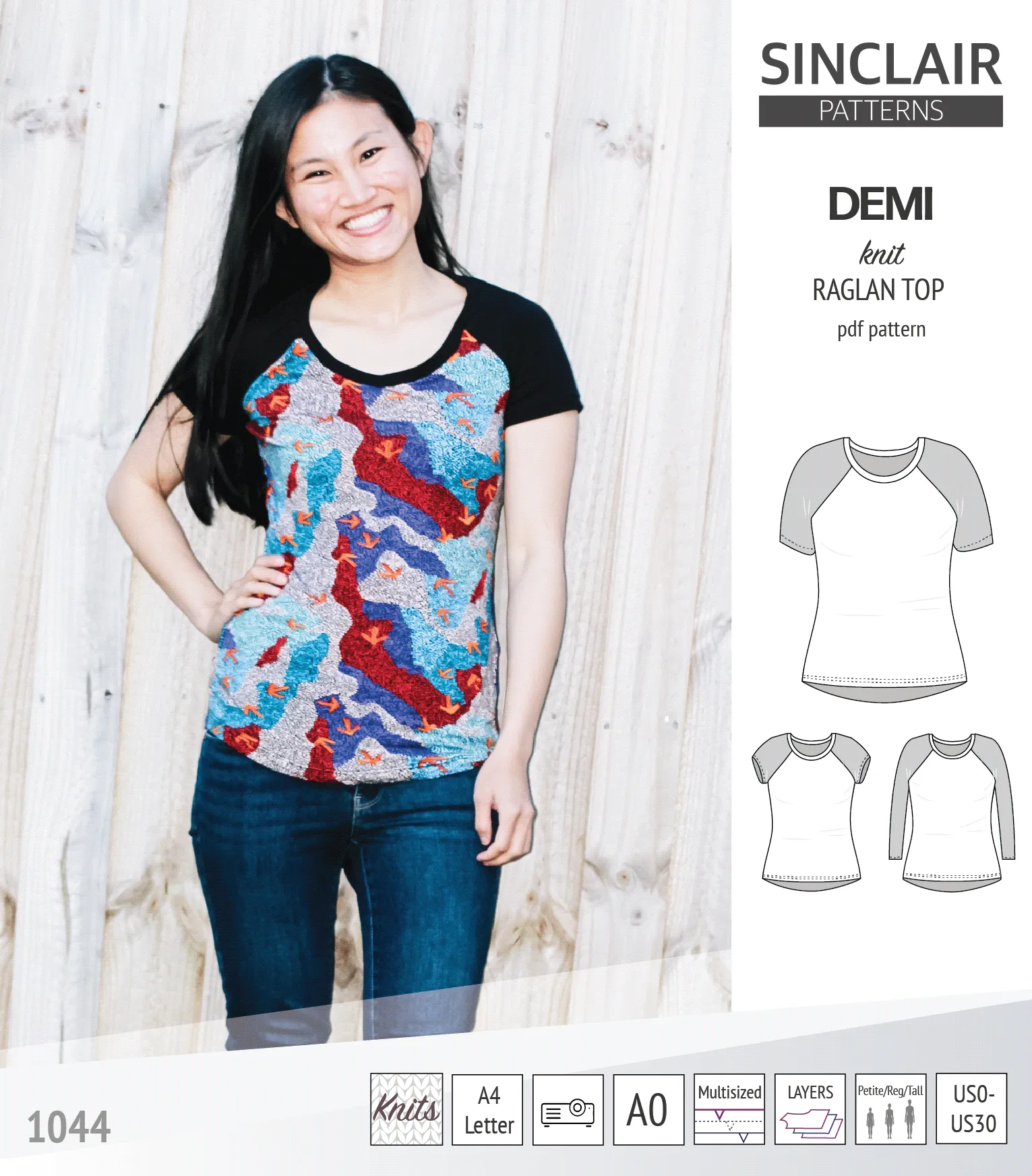 Demi classic raglan knit top (PDF)