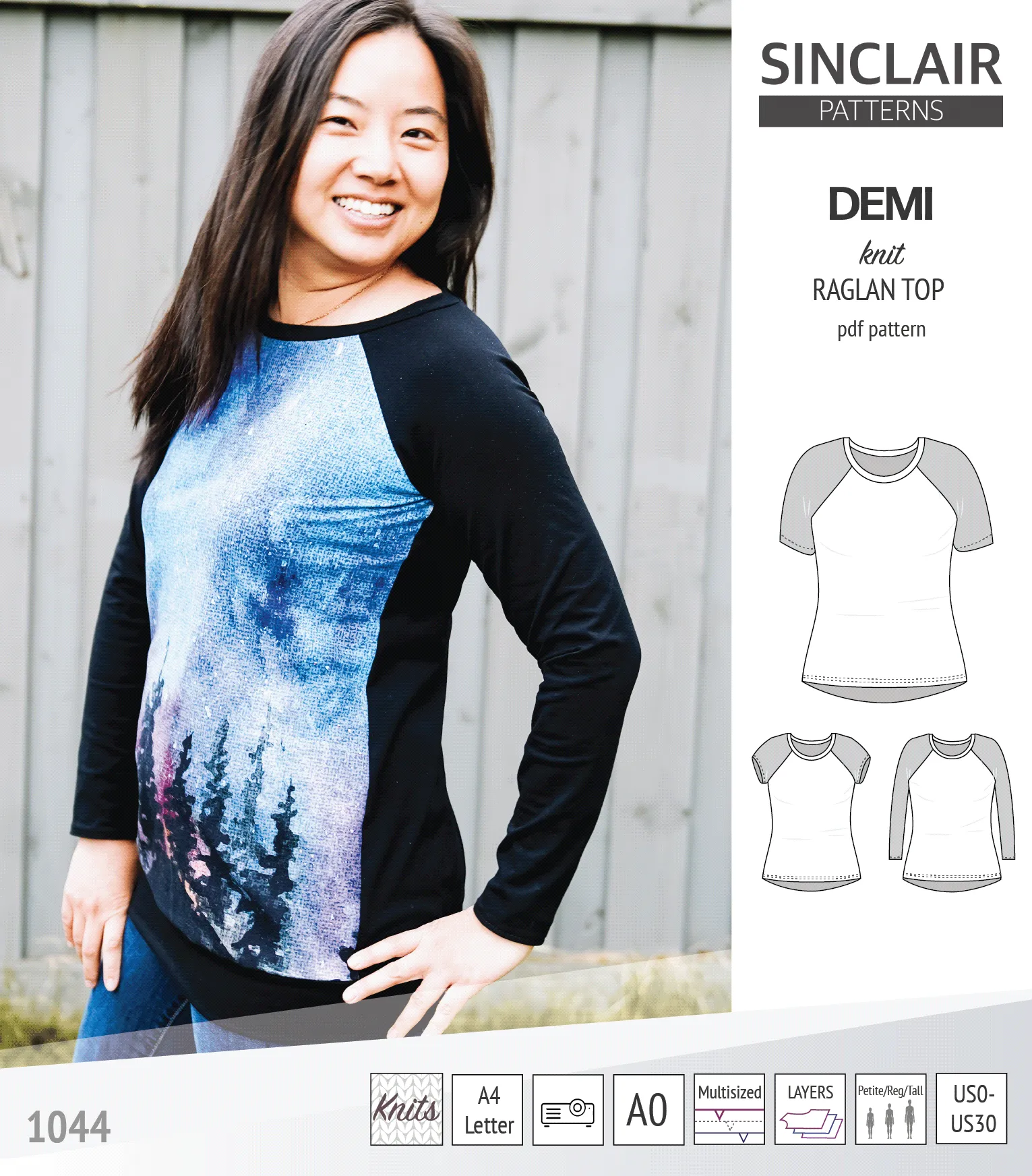 Demi classic raglan knit top (PDF)