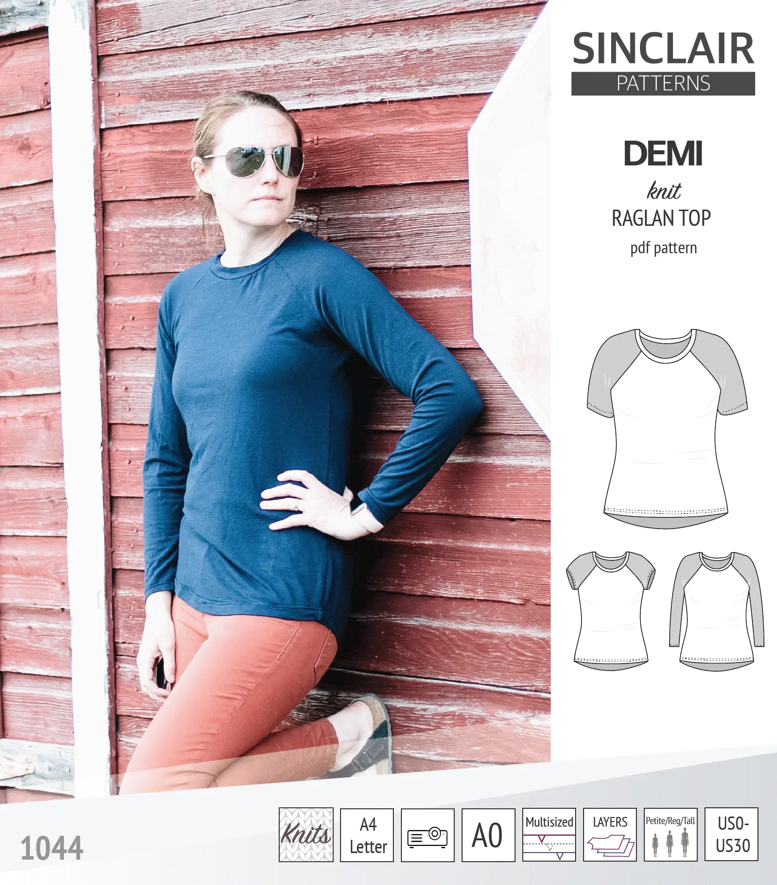 Demi classic raglan knit top (PDF)