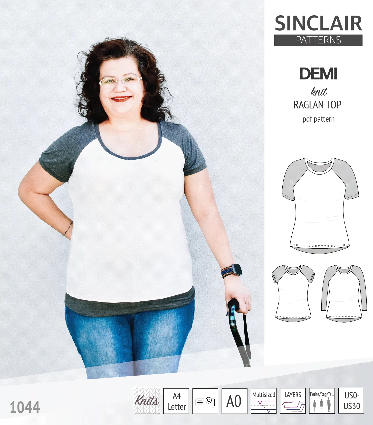 Demi classic raglan knit top (PDF)