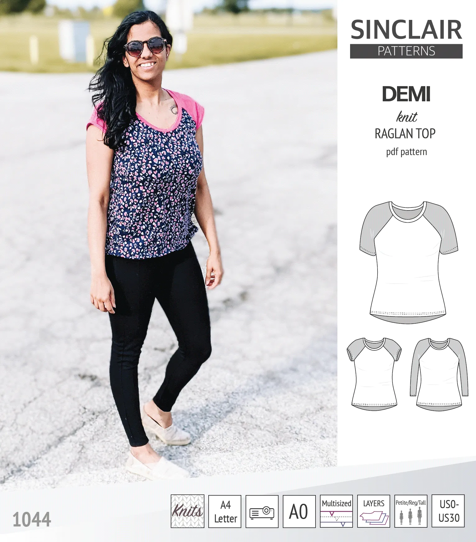 Demi classic raglan knit top (PDF)