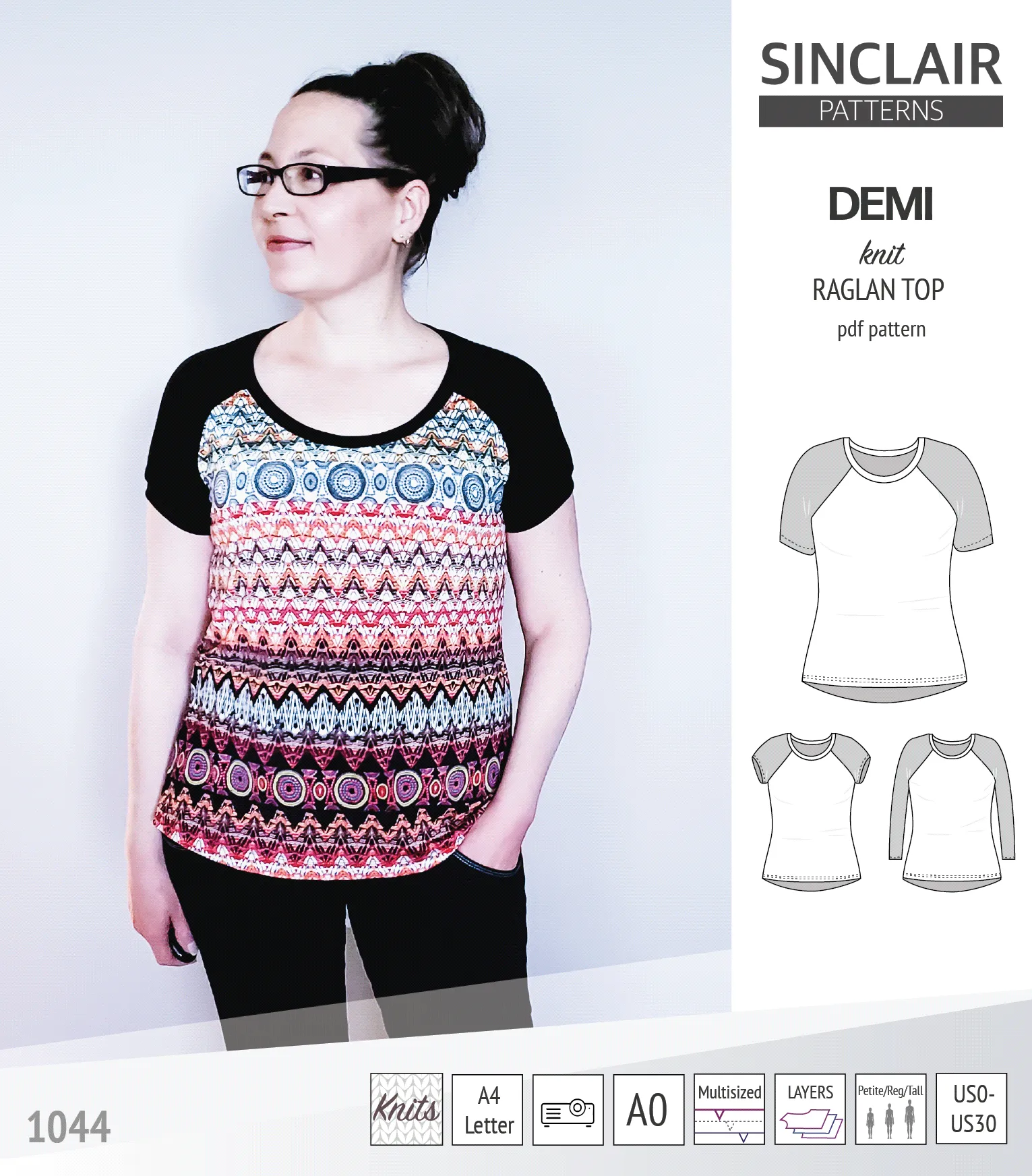 Demi classic raglan knit top (PDF)