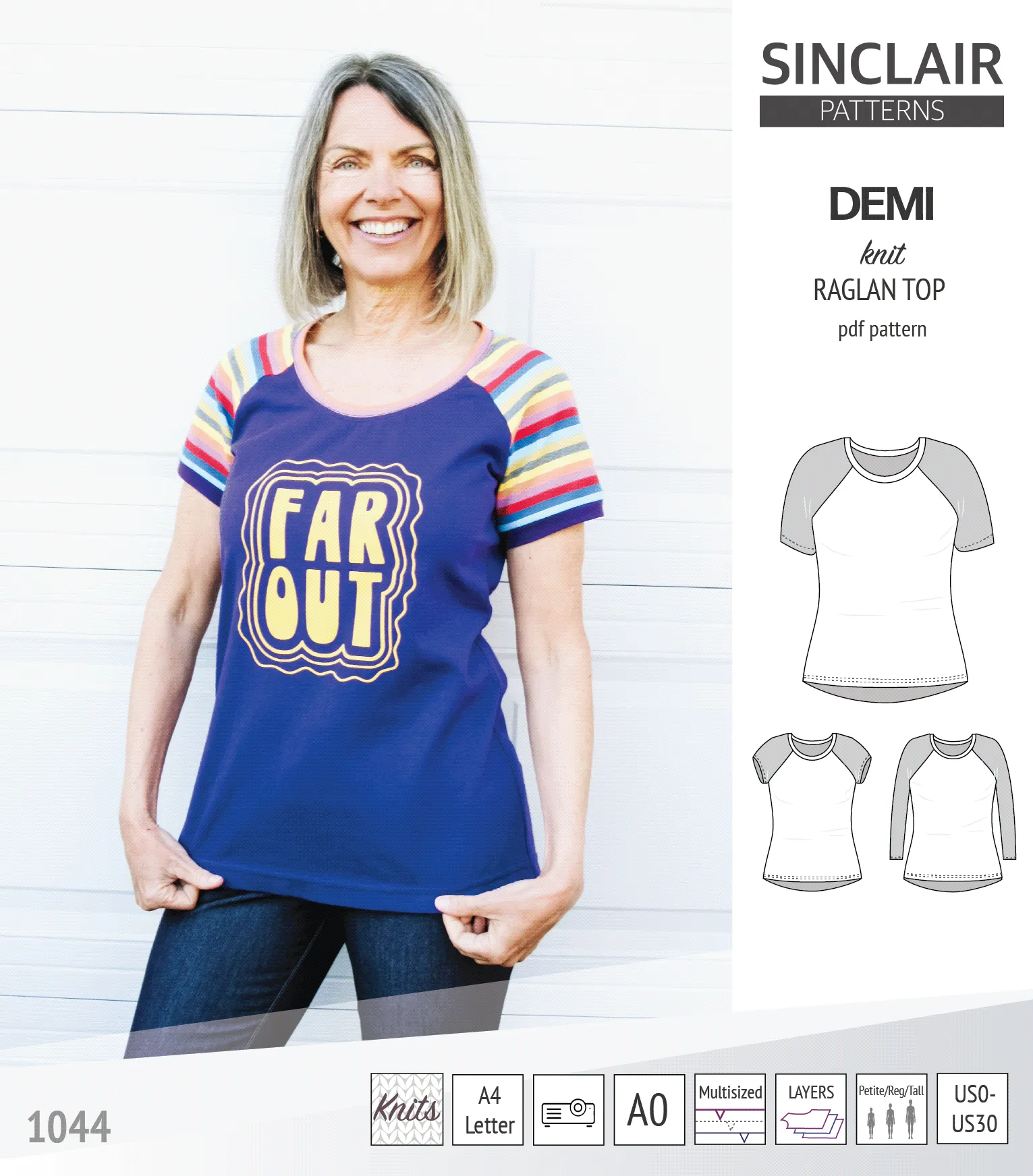 Demi classic raglan knit top (PDF)