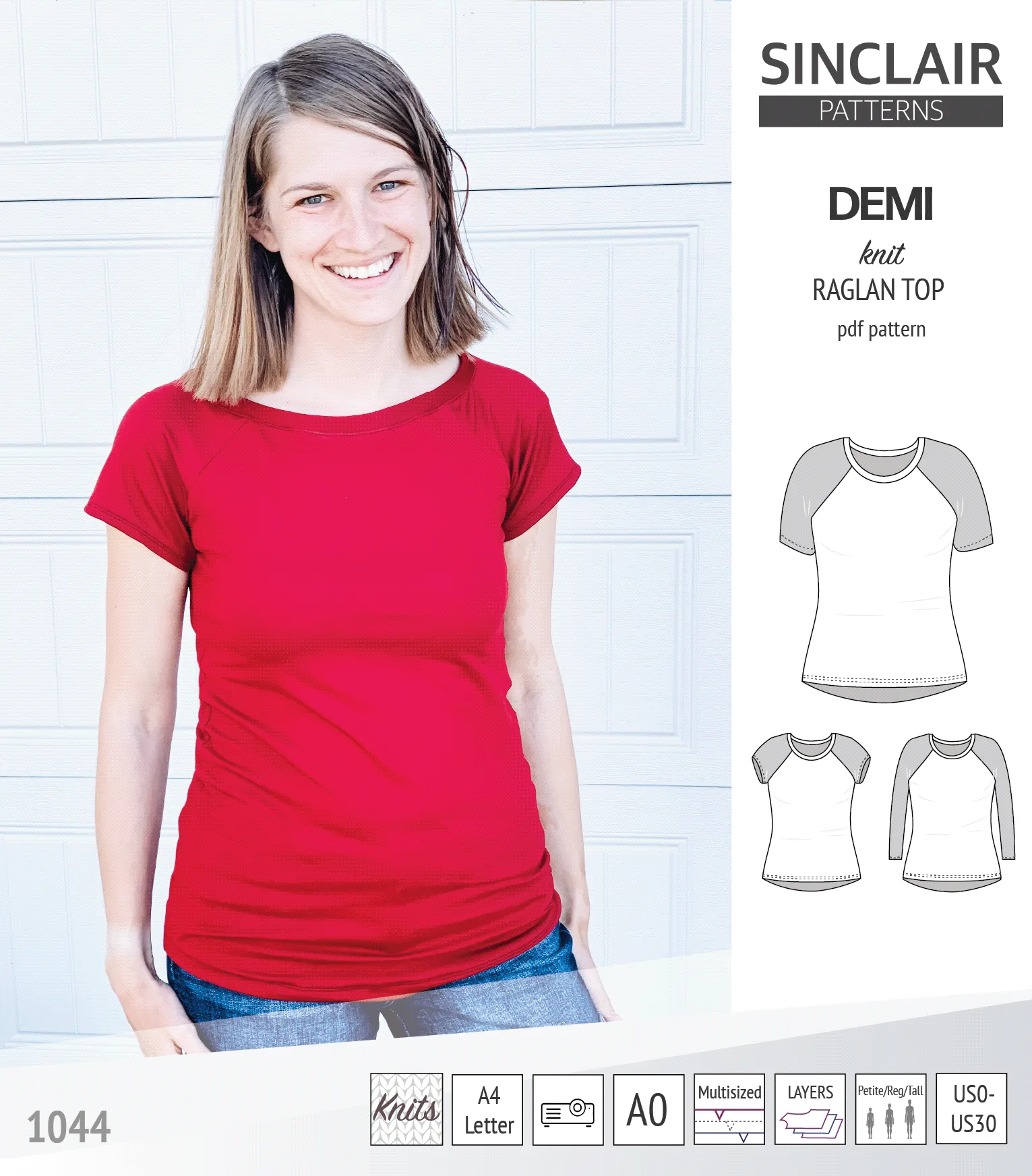 Demi classic raglan knit top (PDF)