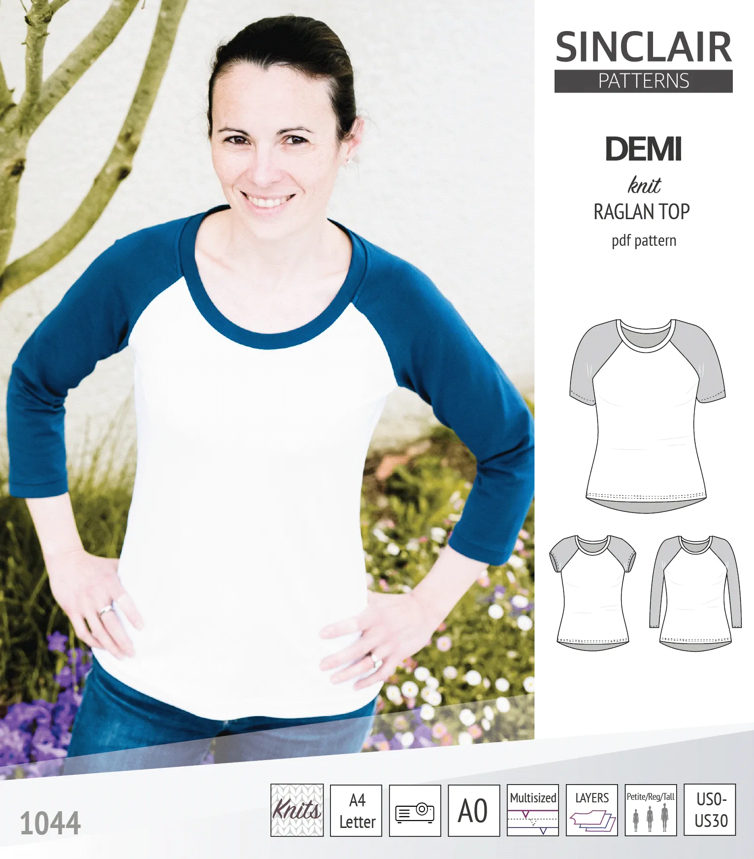 Demi classic raglan knit top (PDF)