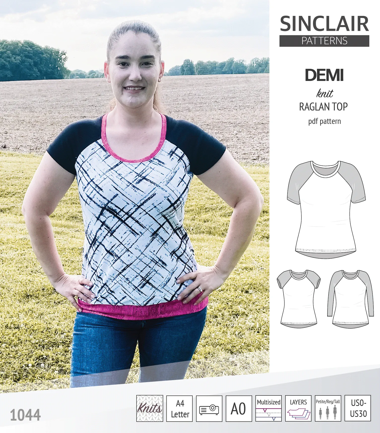 Demi classic raglan knit top (PDF)