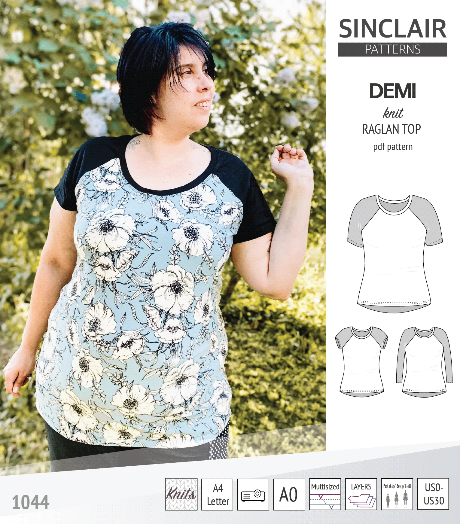 Demi classic raglan knit top (PDF)