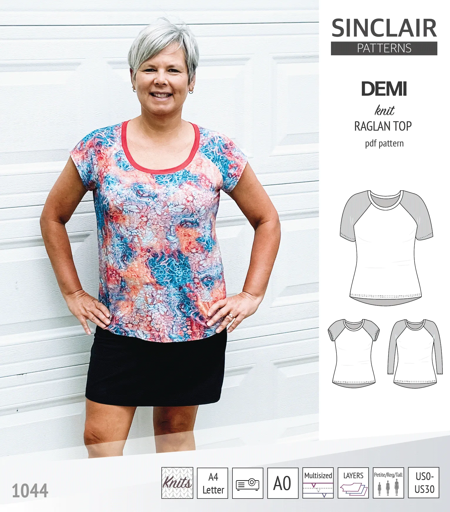 Demi classic raglan knit top (PDF)