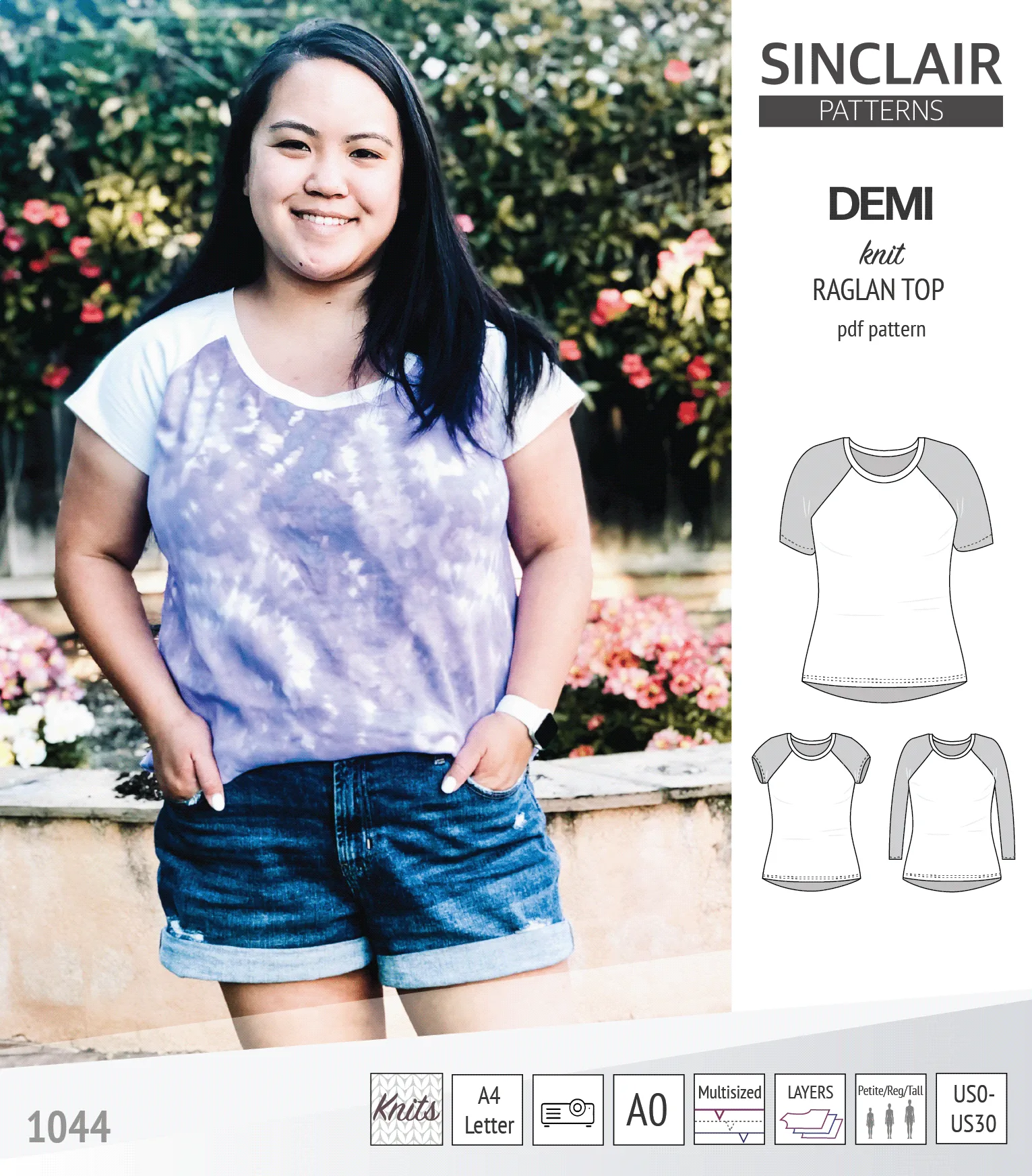 Demi classic raglan knit top (PDF)