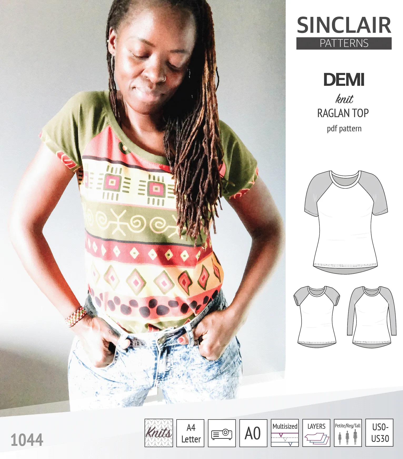 Demi classic raglan knit top (PDF)