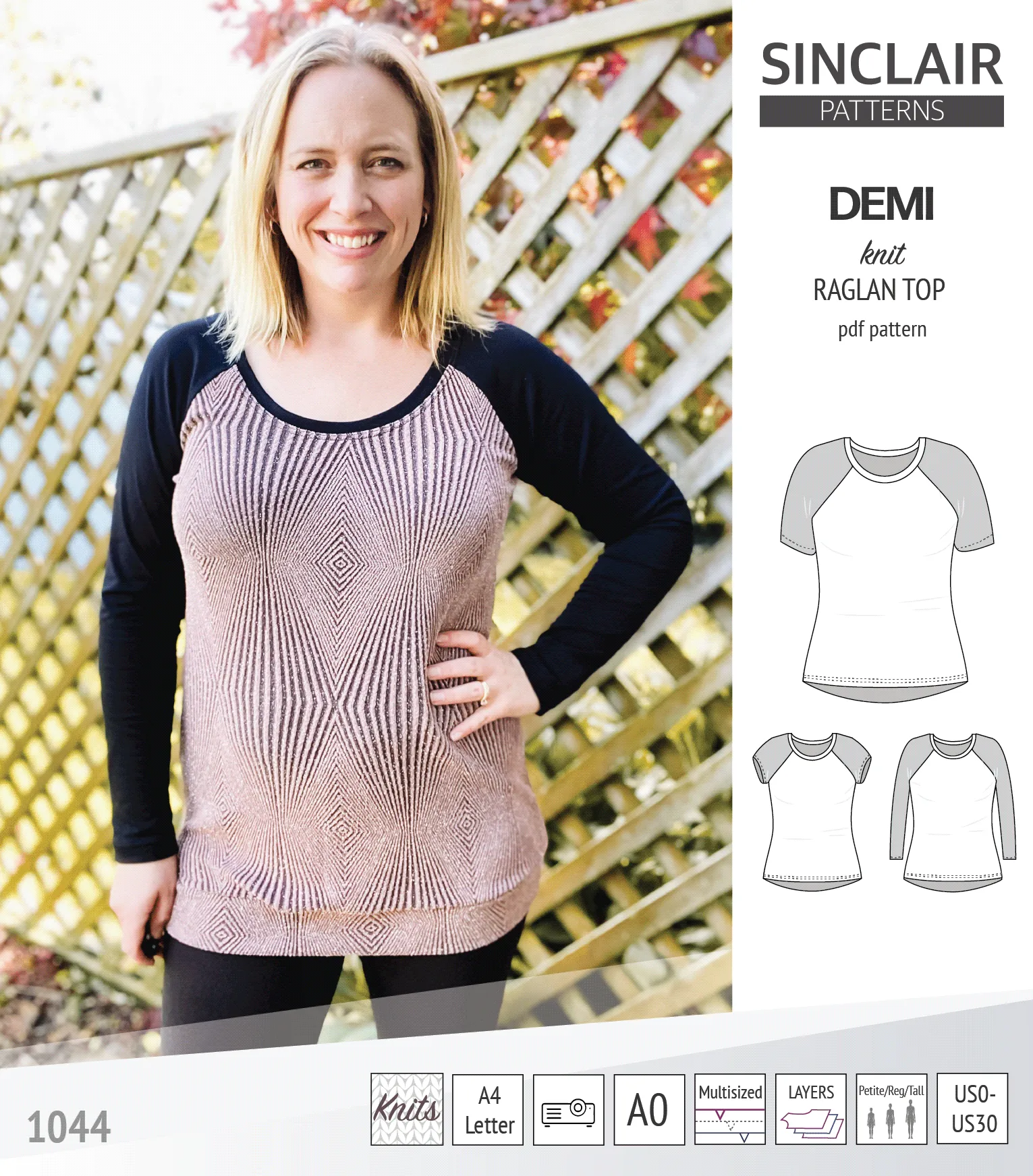 Demi classic raglan knit top (PDF)