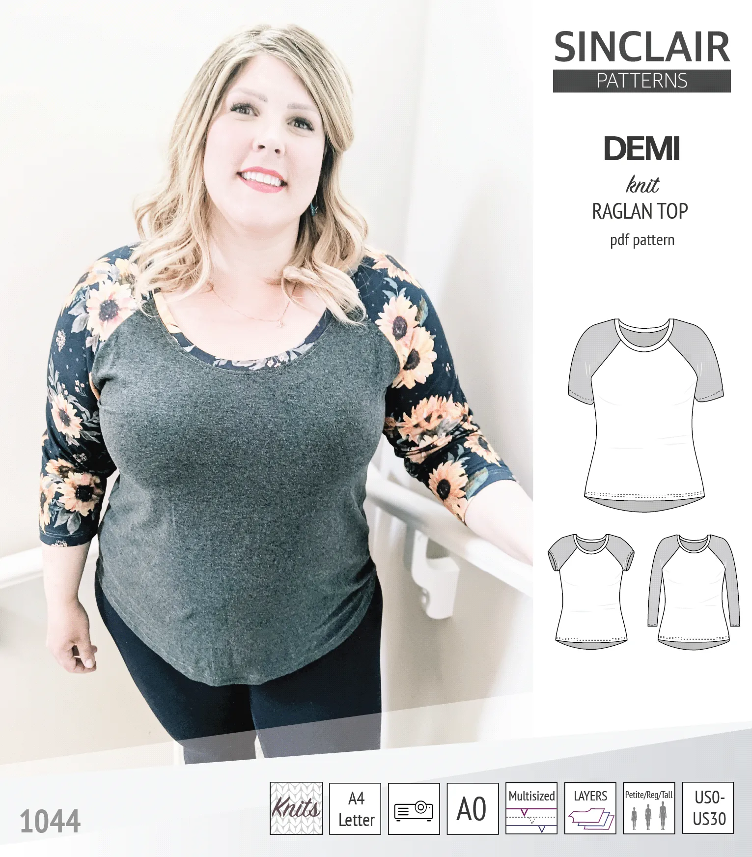 Demi classic raglan knit top (PDF)