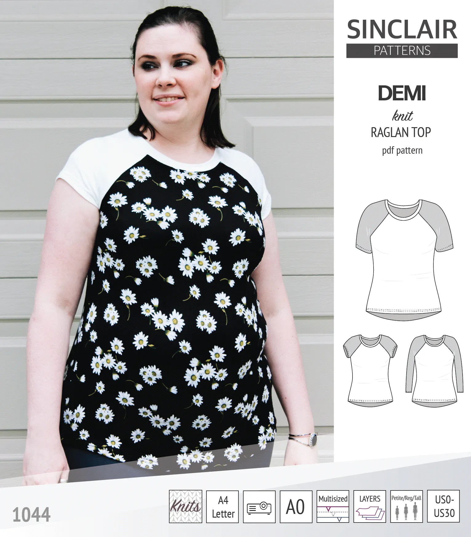 Demi classic raglan knit top (PDF)